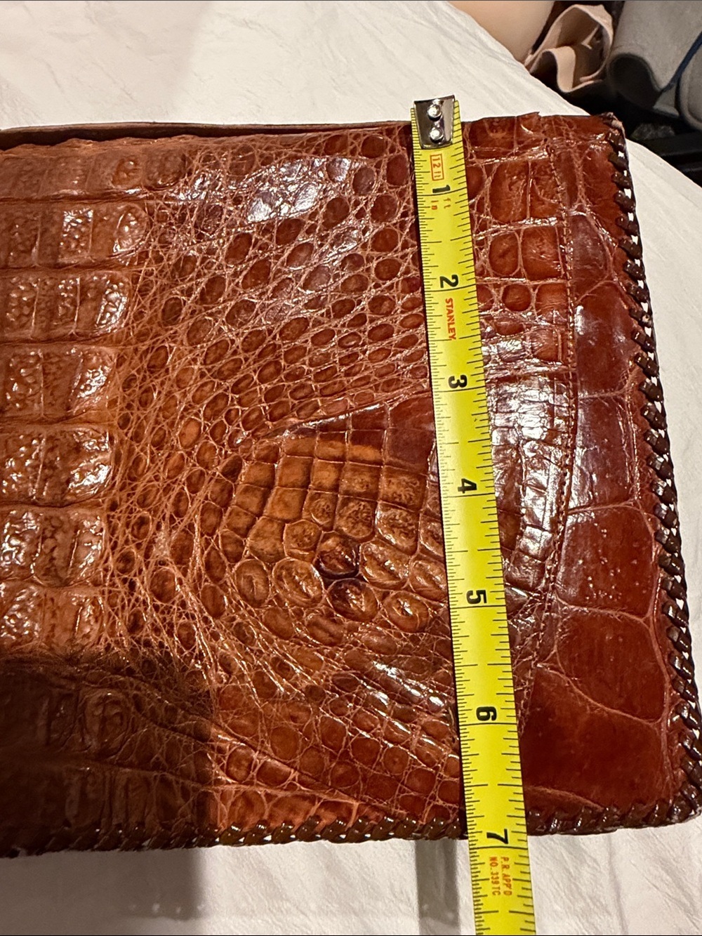 Crocodile Embossed Leather Clutch - Picture 8 of 9